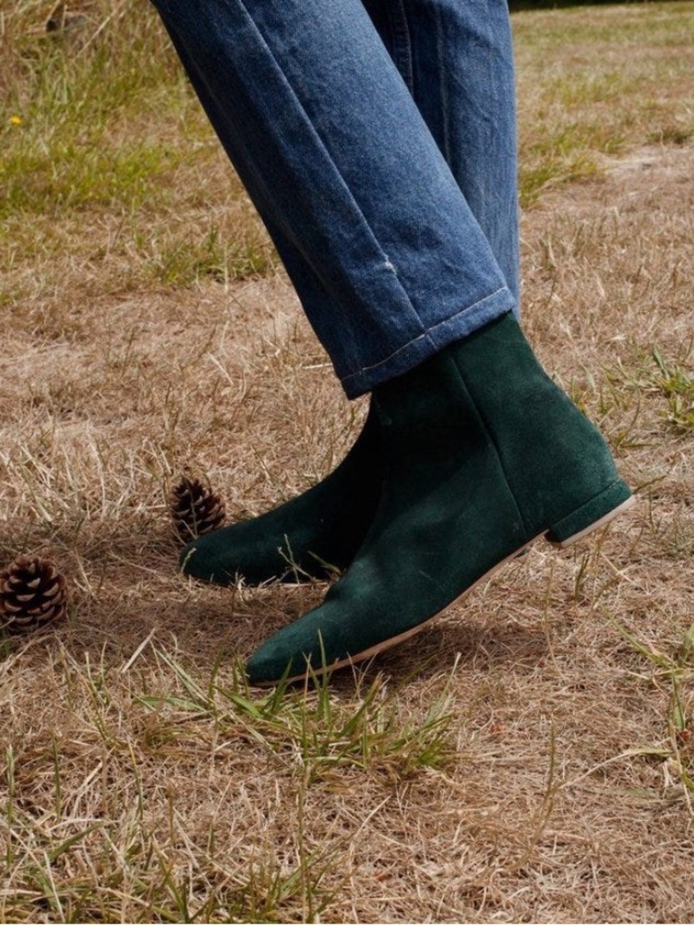 Doen Bowery Green Suede Ankle Boots